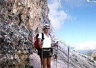 Approaching Passo Crespina over steep scree slopes, 2005.