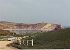 Mehitabel 2, moored in Lulworth Cove, Dorset. May 1974.