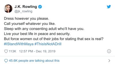 Famous tweet from JK Rowling