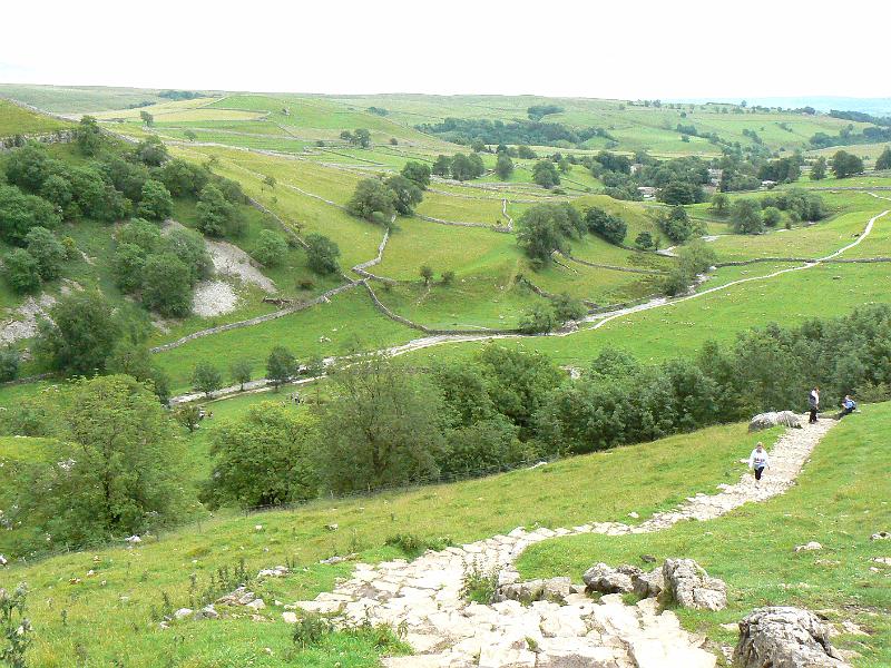 malham-cove-steps-1303-100708.jpg - Malham cove walk. Steps from near top.  13.03, 10 July 2008