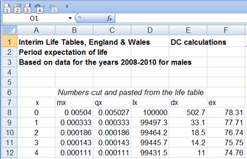 life table1